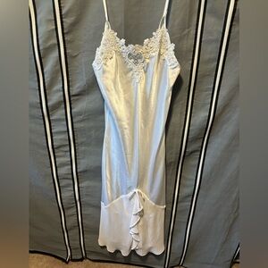 Vintage White Slip Dress Pearl lace bust detail with matching robe.